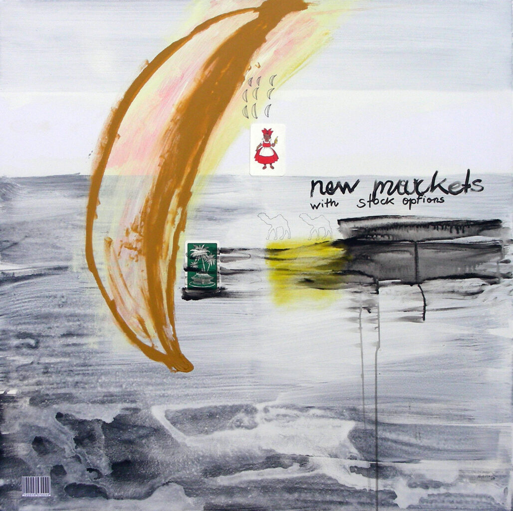 New markets, 2008, Acrylic, mixed media on canvas,100x100 cm