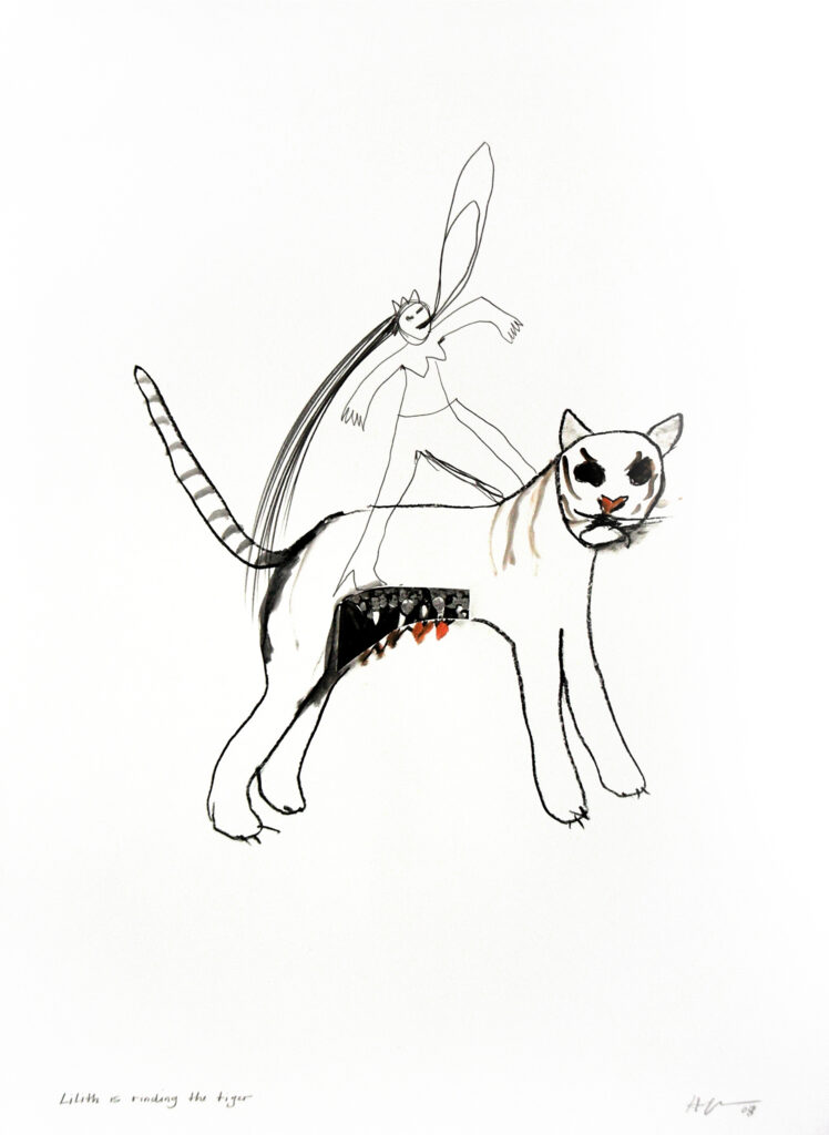 Lilith is riding, 2008, Mixed media on paper, 86x62 cm